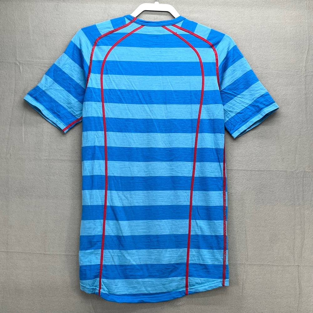 Bergans of Norway Fjellrapp Tee Blue Striped 100% Merino Wool Shirt Womens L